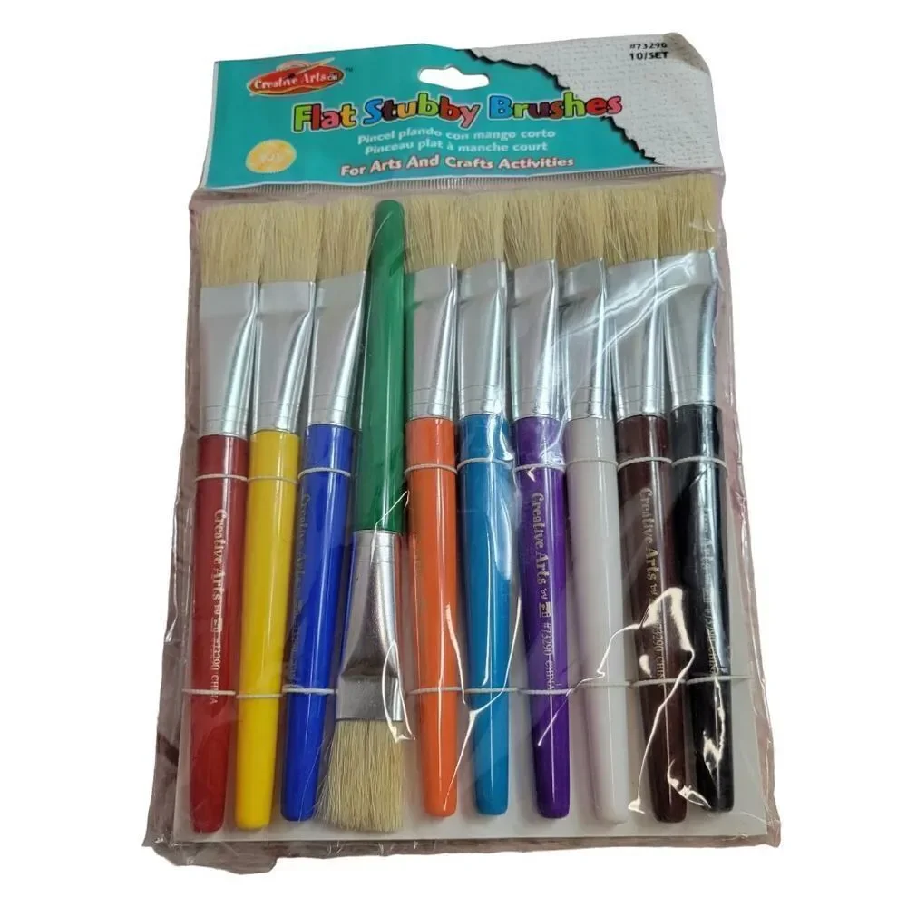 Flat Stubby paint brushes, colored 7.5